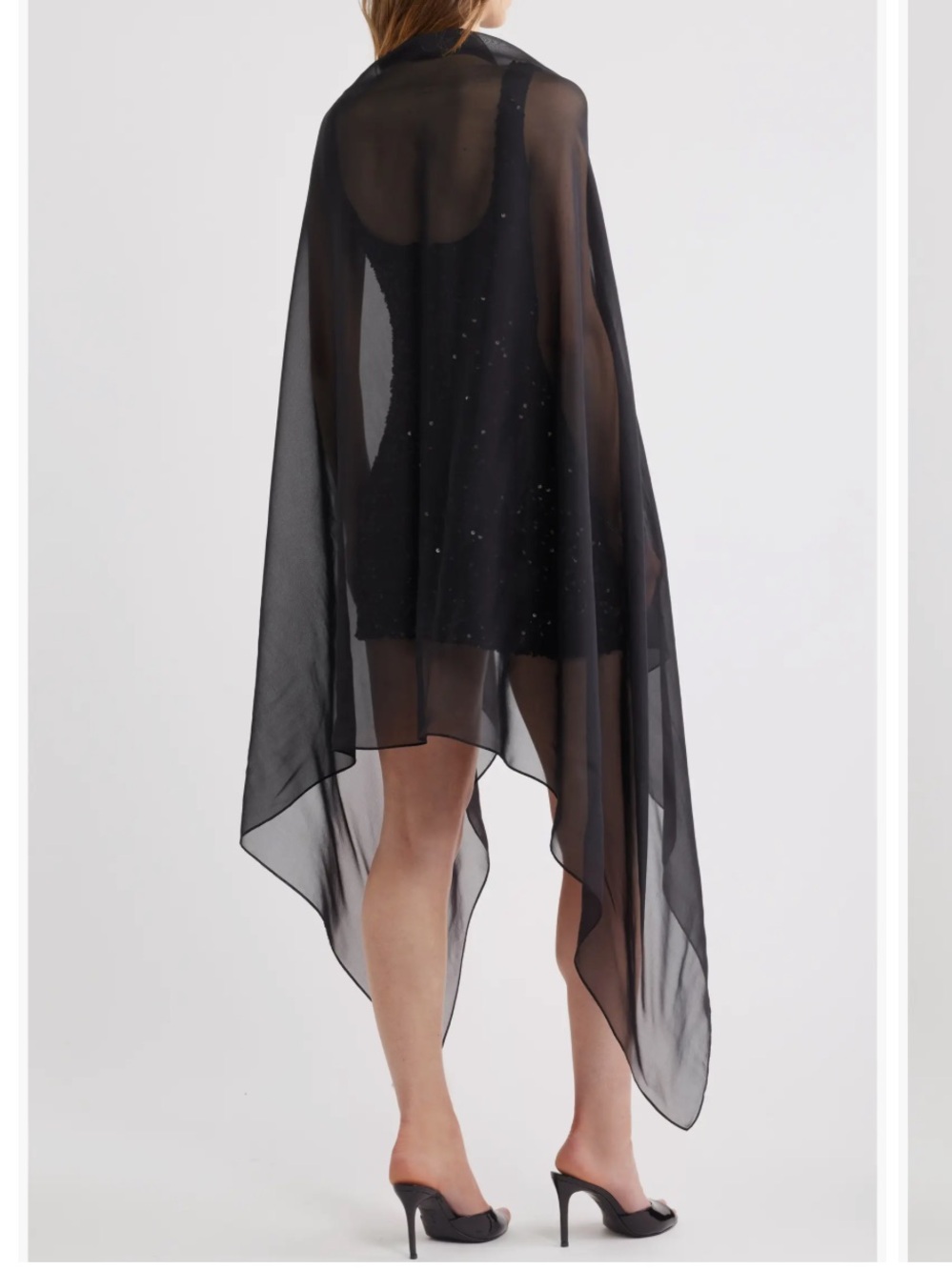 NORDSTROM Silk Chiffon Wrap Sheer Black Wrap Cover-Up in black 100% silk $79